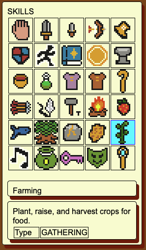 A screenshot of the skills interface.